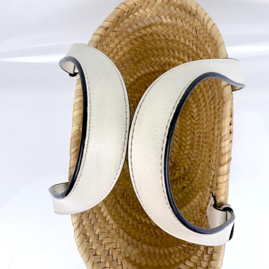 美品 LOEWE ロエベ カゴバッグ 白 ホワイト スモール バスケットバッグ