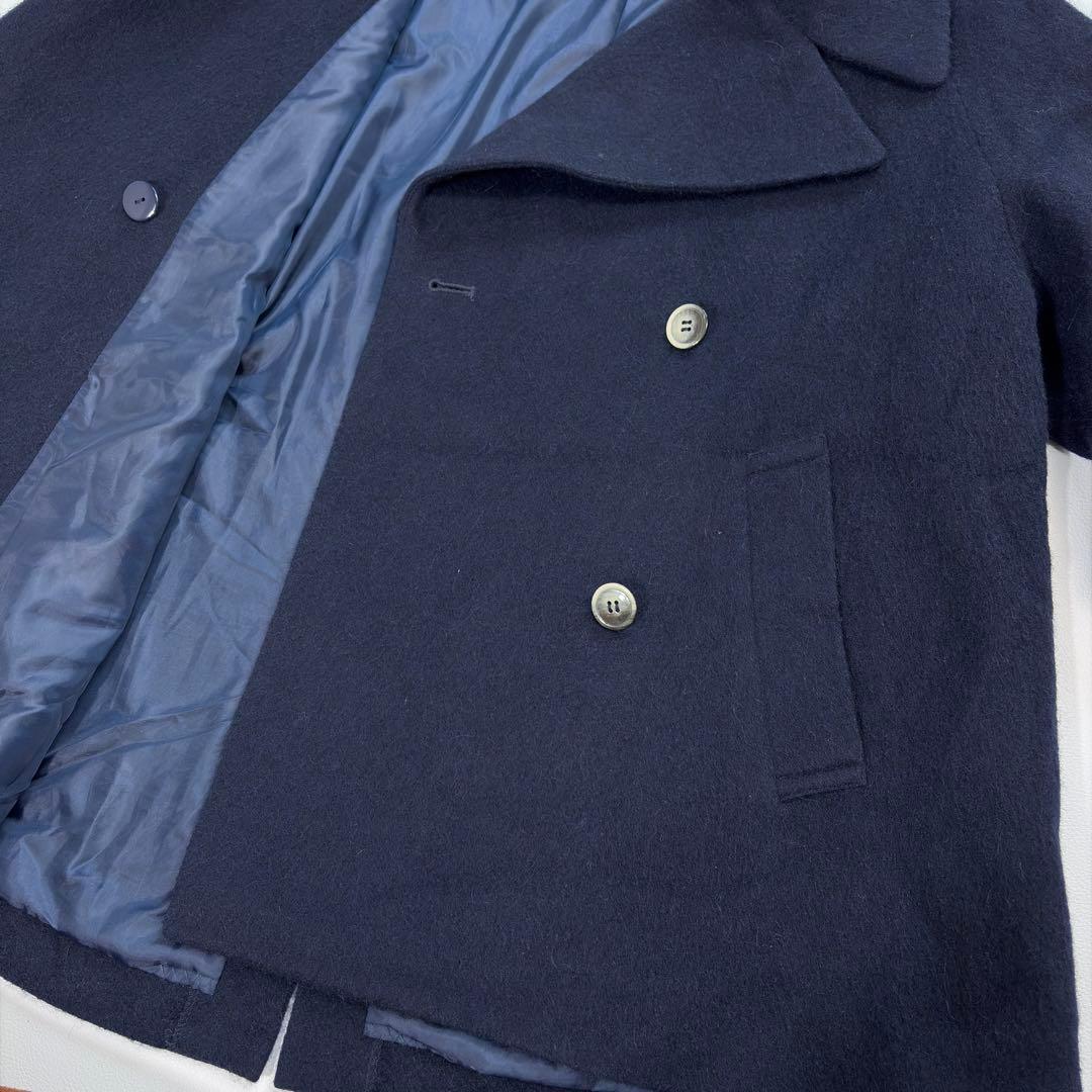 ココディール アルパカ混ウール ピーコート ダブルブレスト オーバーサイズ 紺