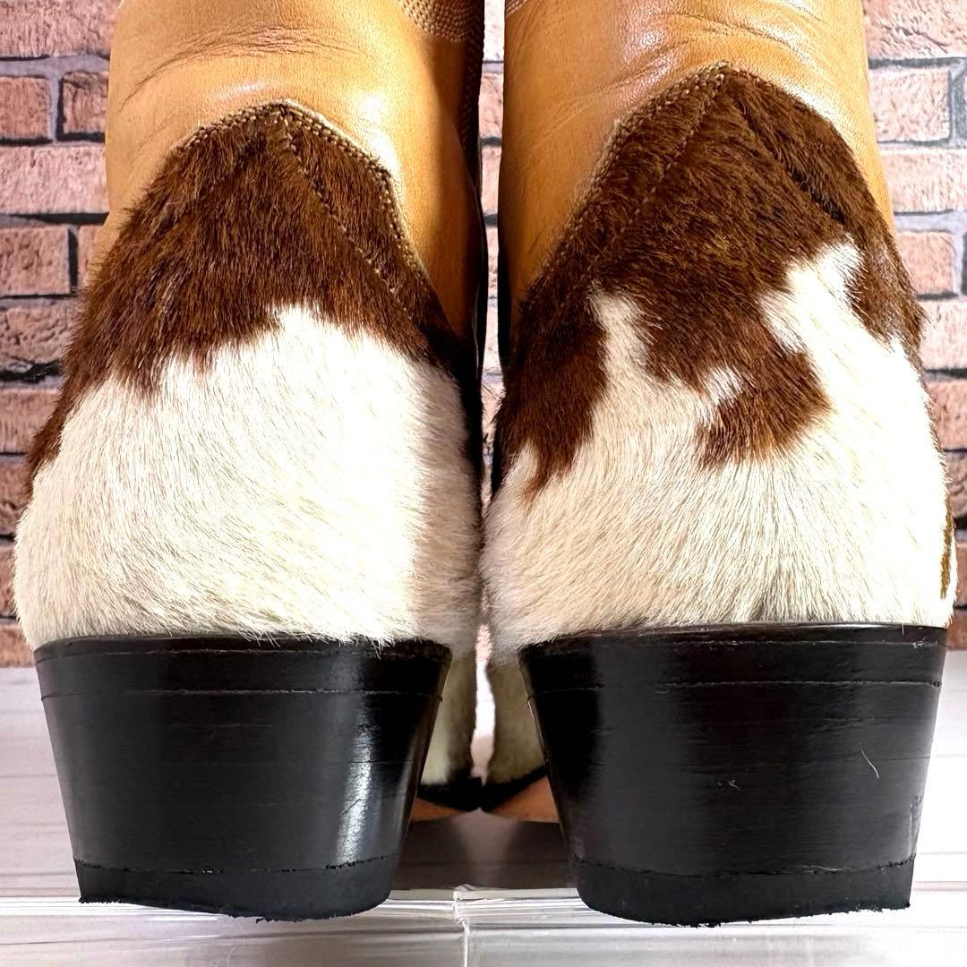 美品■RANCHO■ウエスタンブーツ✨タンレザー カウハイド コンビ カウボーイ