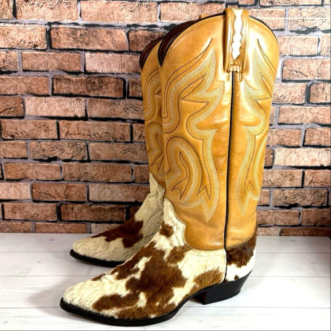 美品■RANCHO■ウエスタンブーツ✨タンレザー カウハイド コンビ カウボーイ