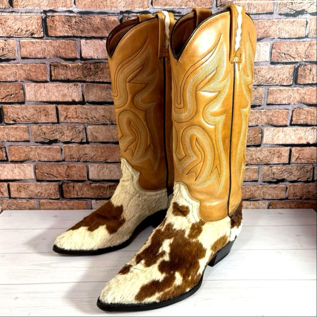 美品■RANCHO■ウエスタンブーツ✨タンレザー カウハイド コンビ カウボーイ