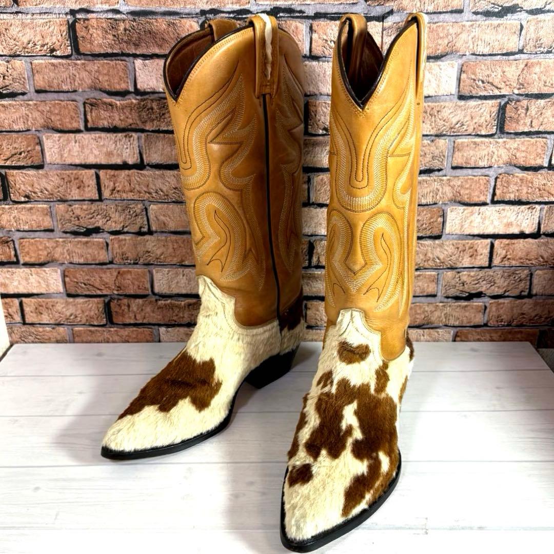 美品■RANCHO■ウエスタンブーツ✨タンレザー カウハイド コンビ カウボーイ