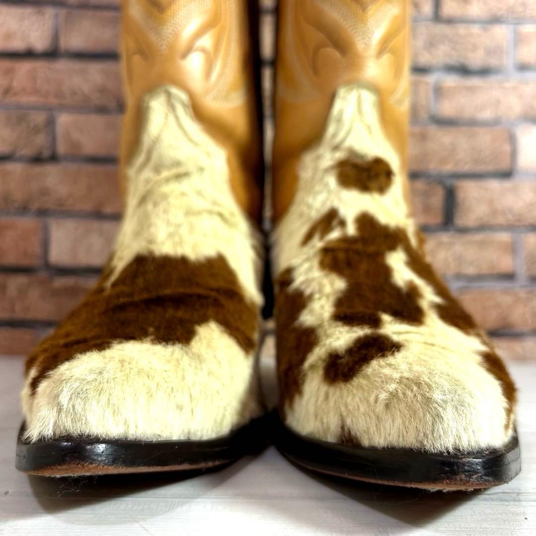 美品■RANCHO■ウエスタンブーツ✨タンレザー カウハイド コンビ カウボーイ