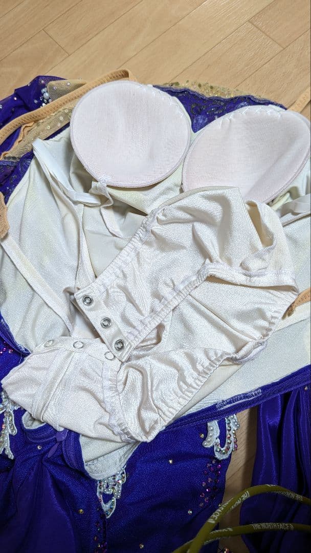 社交ダンススタンダードドレス／白樺ドレス/Mサイズ／紫/パープル／デモ