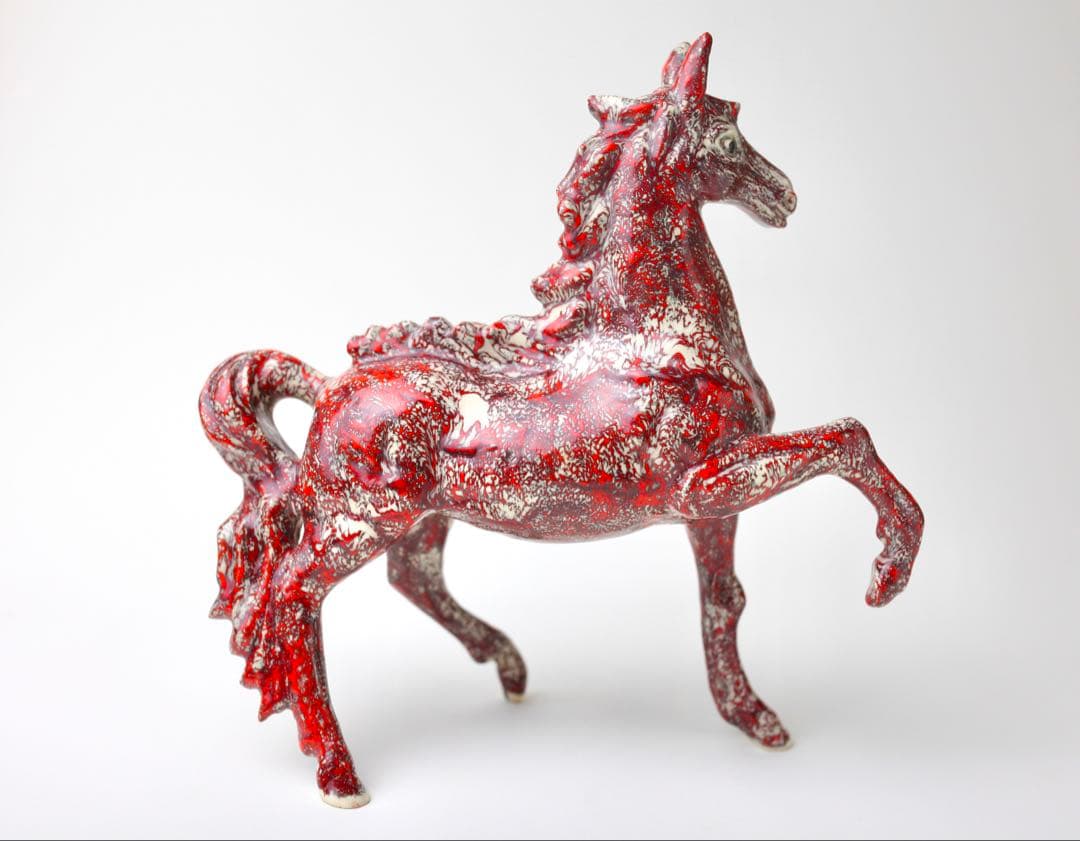 箕面焼　松田箕山　馬　置き物