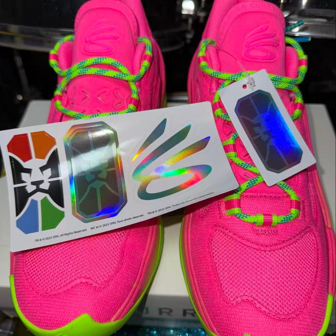 シューズ(男性用) Under Armour Curry 13 AP \"Pink/Green\"US9