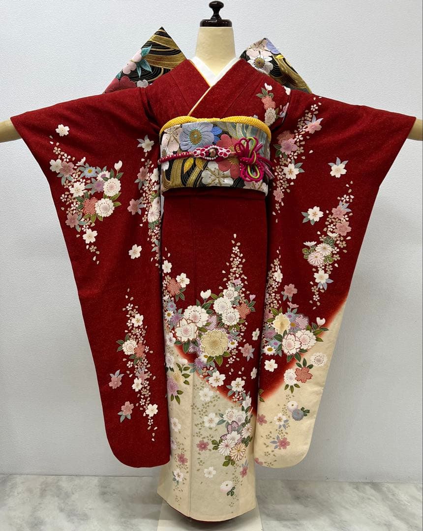 振り袖　フルセット　全通袋帯　別誂長襦袢　成人式　金彩加工　刺繍入り　739