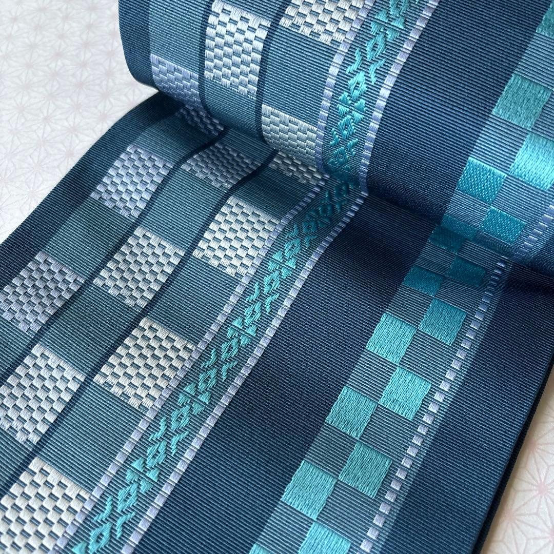 OB79本場筑前博多織小袋帯　半幅帯　椿 本袋　正絹　新品