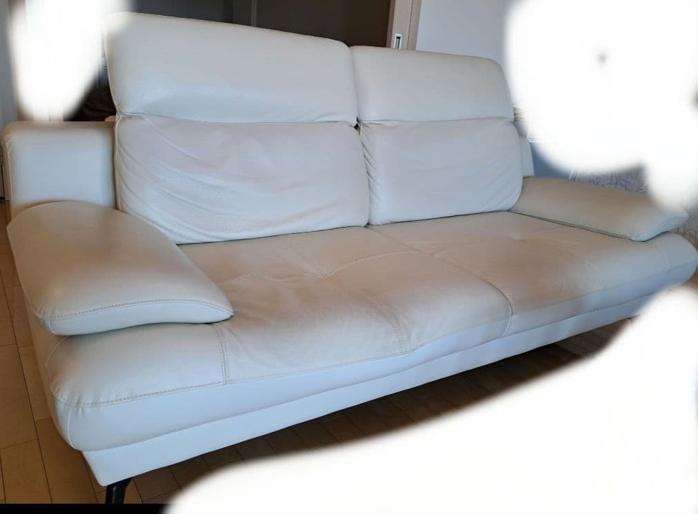 ソファ　3人掛け　革　ホワイト