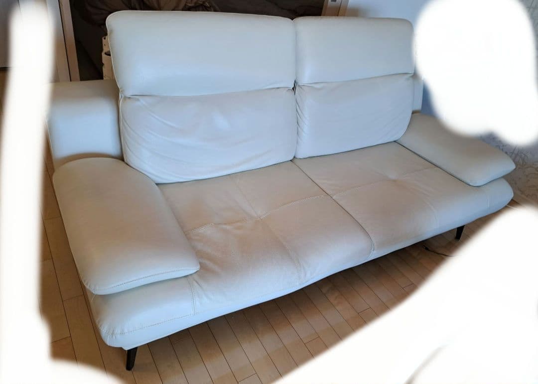 ソファ　3人掛け　革　ホワイト