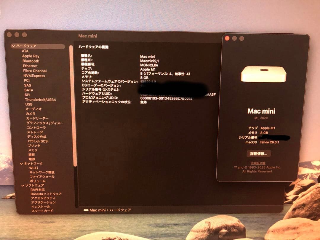 Macデスクトップ Apple Mac mini 2020 M1 8G,256G