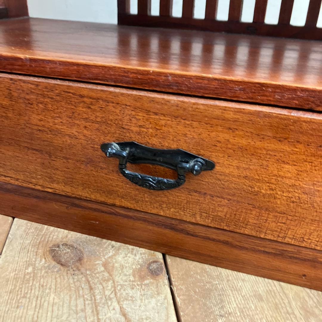 B-1 昭和レトロ 木製格子 飾り棚 2段 シェルフ オープンシェルフ 古道具