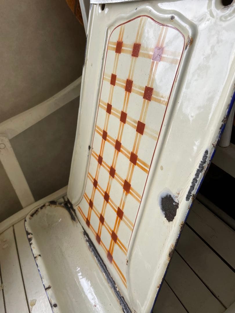 knock アンティーク　ホーロー　レードルラック　チェック柄　レードル付