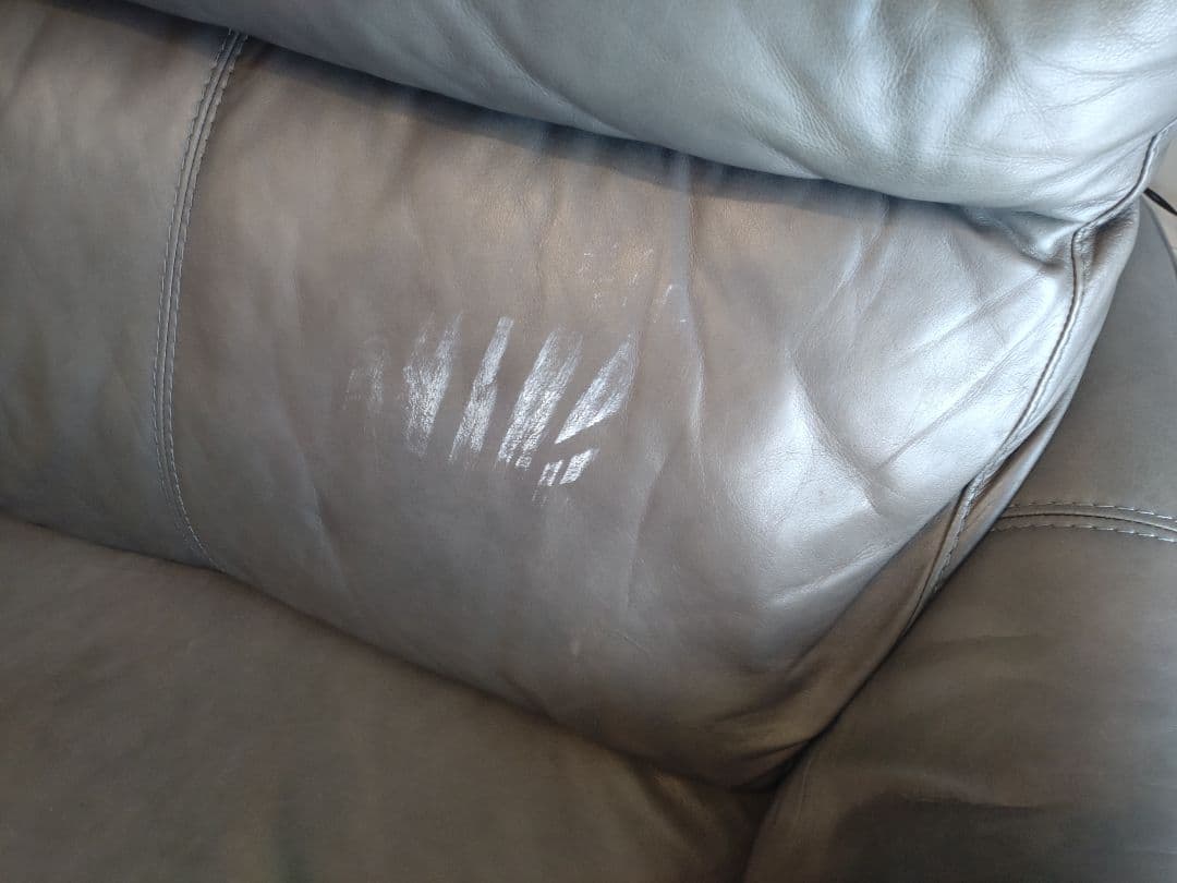 グレー レザー 2人掛けソファ