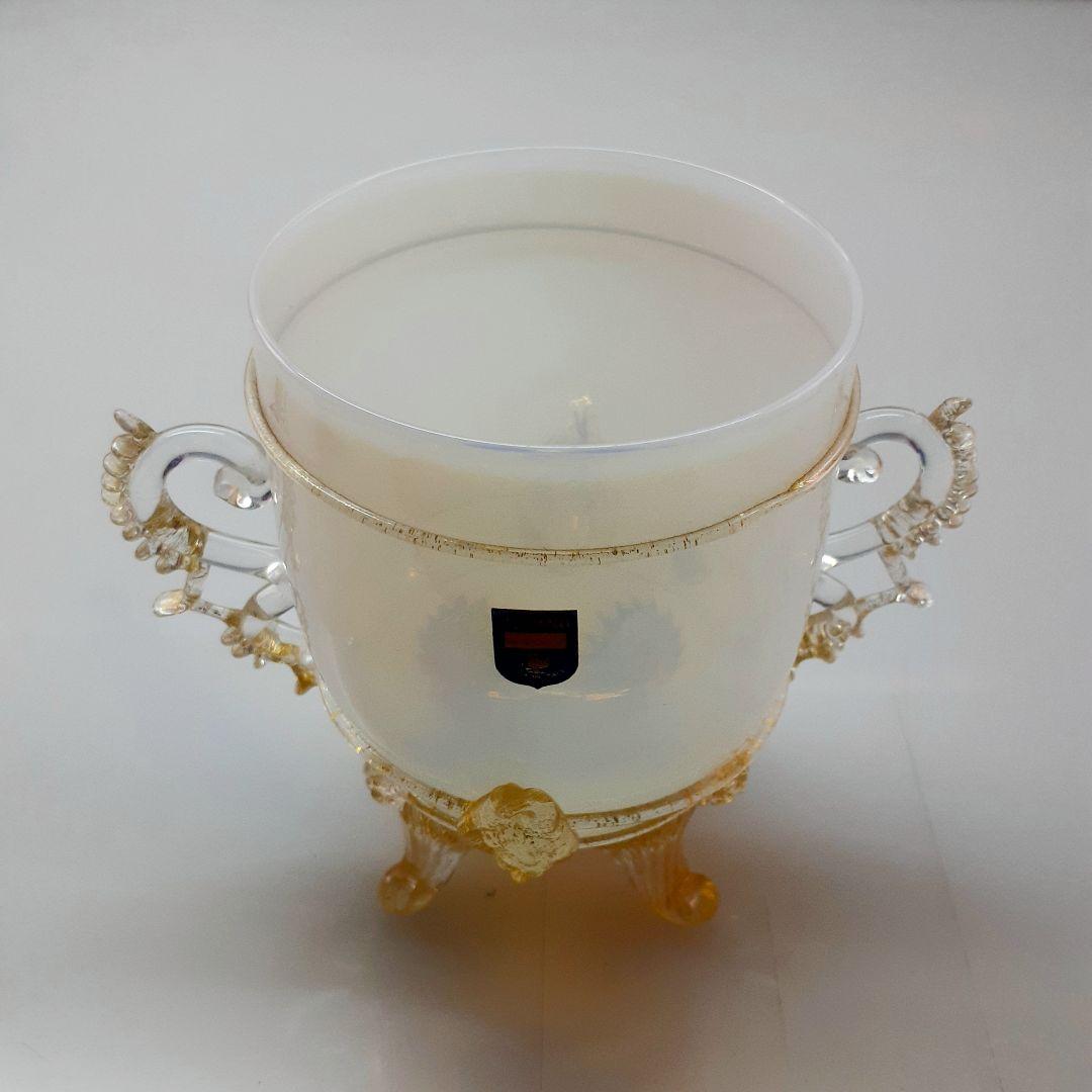 MURANO ムラーノ グラス 双耳 乳白 杯 カップ ガラス ゴブレット