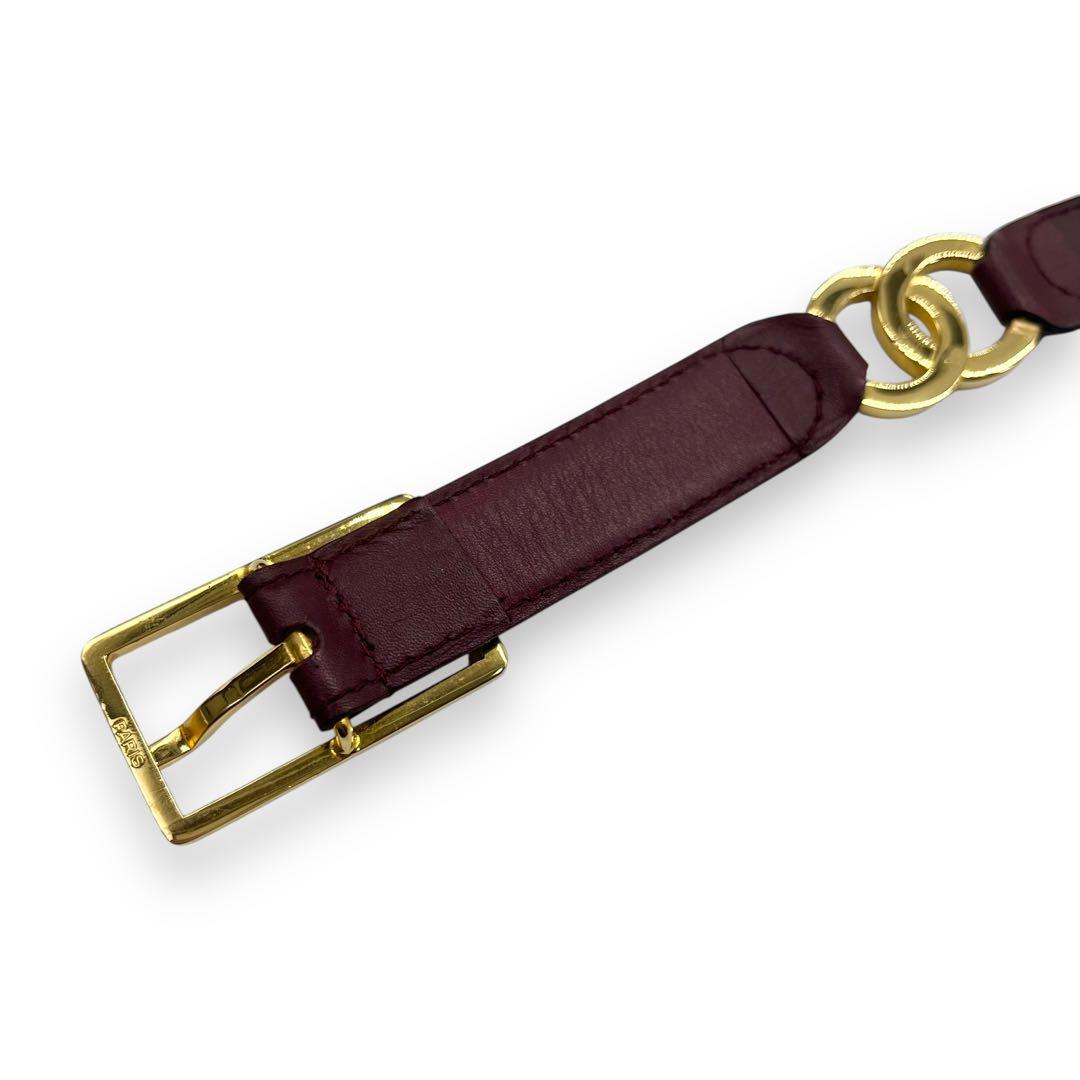 美品■シャネル　２連　ココマーク　ウエストベルト　ボルドー　ゴールド金具