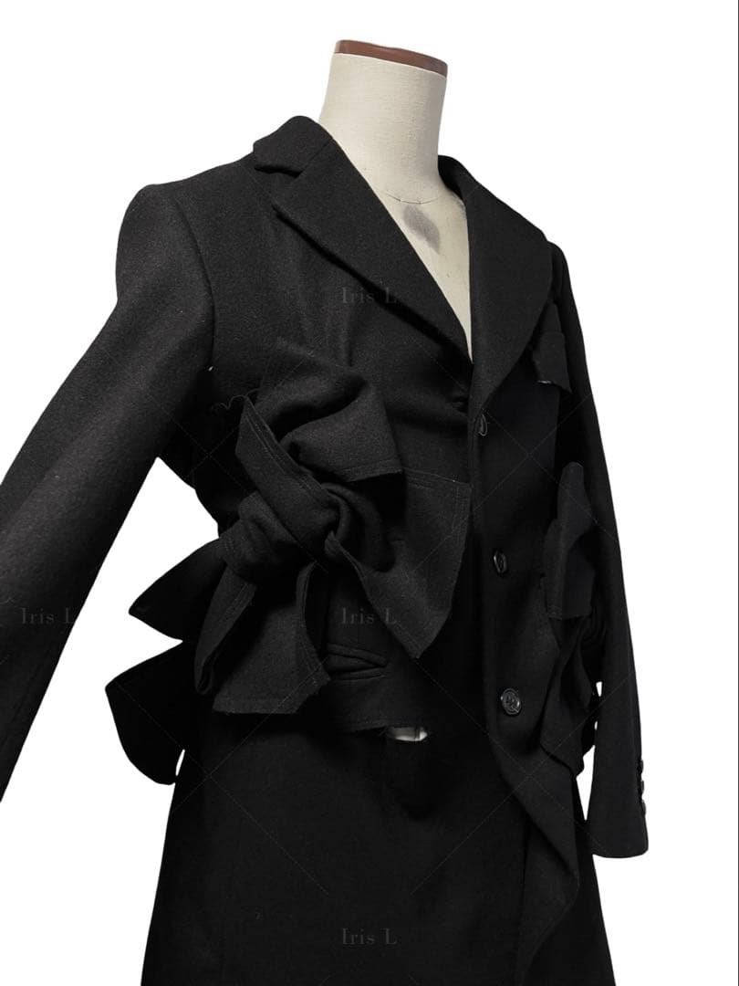 AD2013 コムデギャルソン 立体リボン装飾 ウール ロングコート