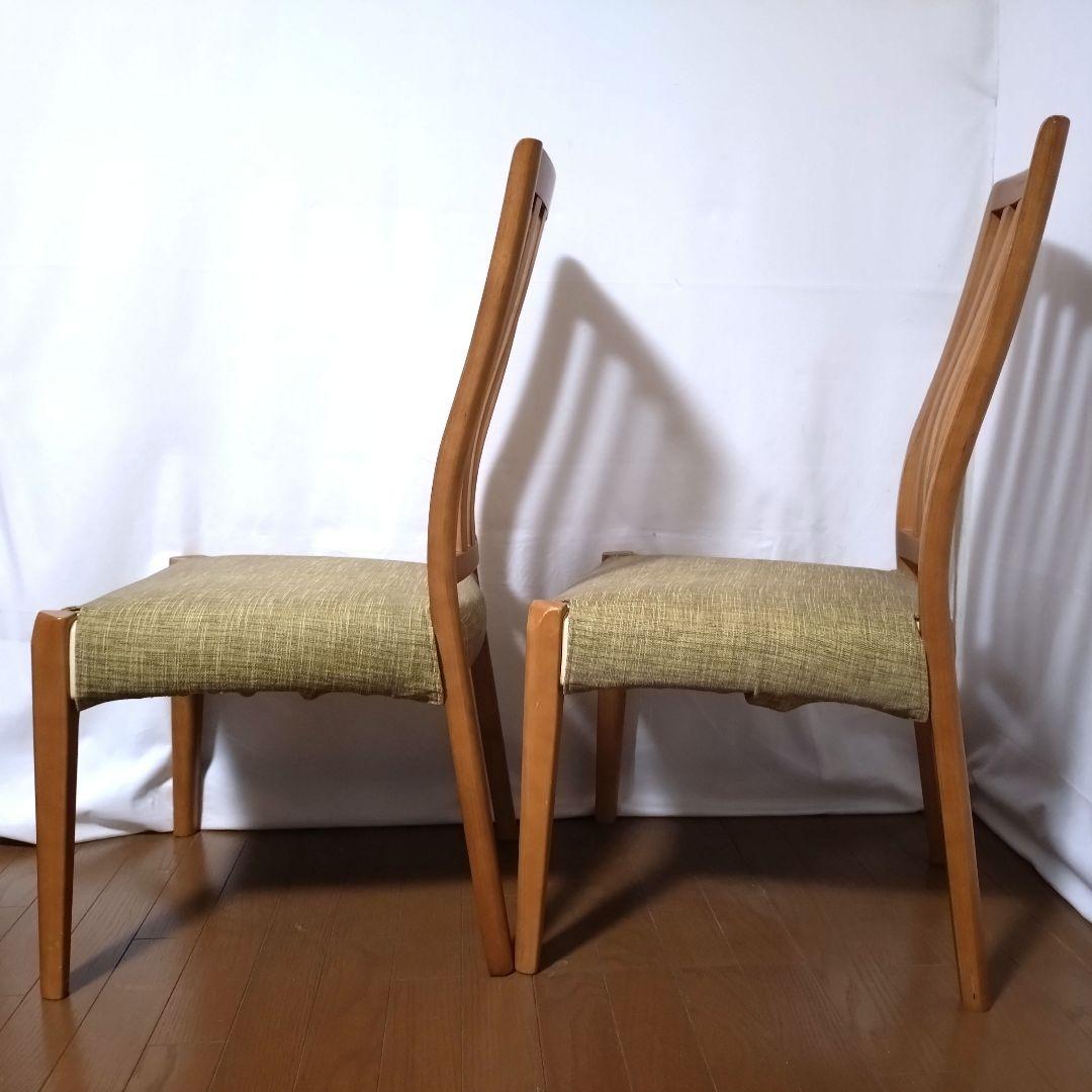 朝日木材加工　ダイニングチェア　2脚セット　座面カバー付き　送料無料