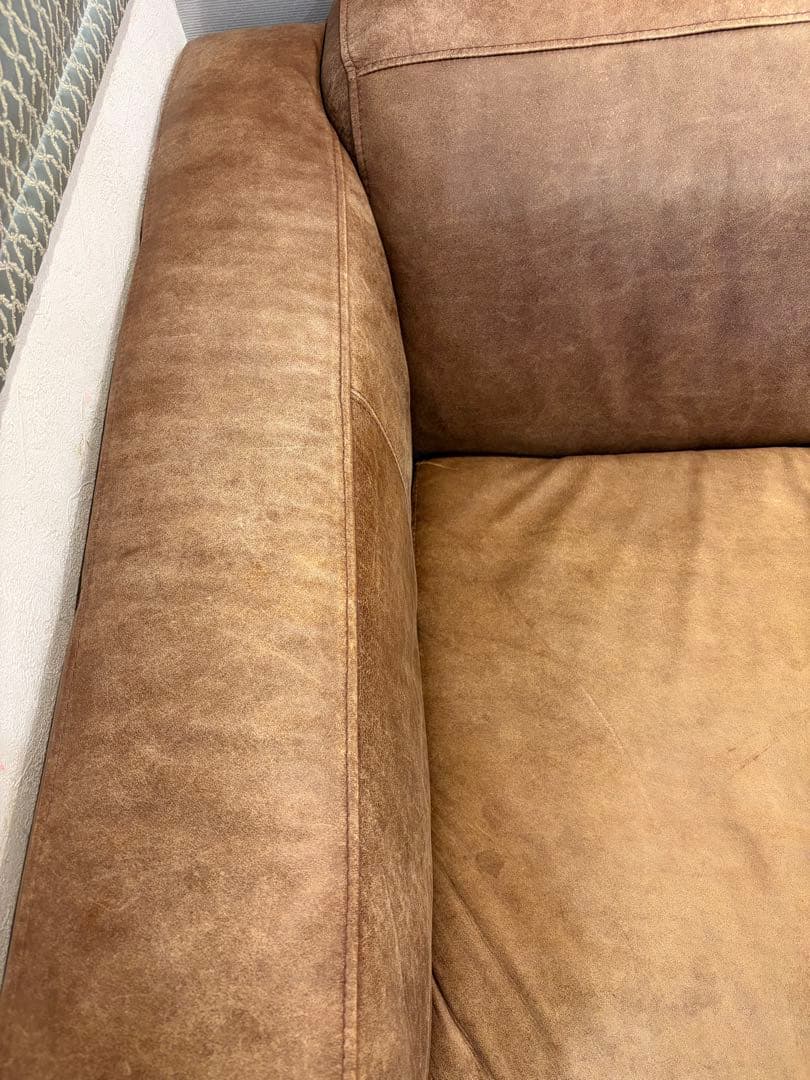 【送料費のみでの販売】ブラウン オイルレザー キャメル 3人掛けソファ