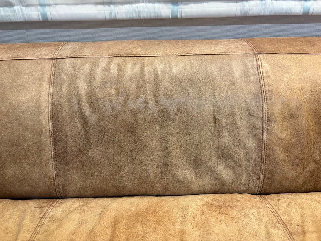 【送料費のみでの販売】ブラウン オイルレザー キャメル 3人掛けソファ