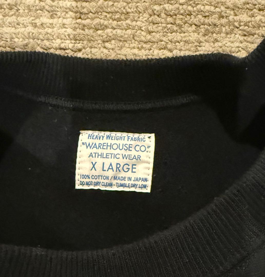WAREHOUSE ウエアハウス ヘビーウェイトスウェット トレーナー無地黒XL