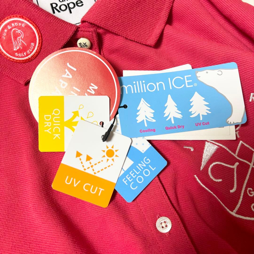 【新品】JUN&ROPE ポロシャツ 長袖 ゴルフ ウェア UVカットM 赤