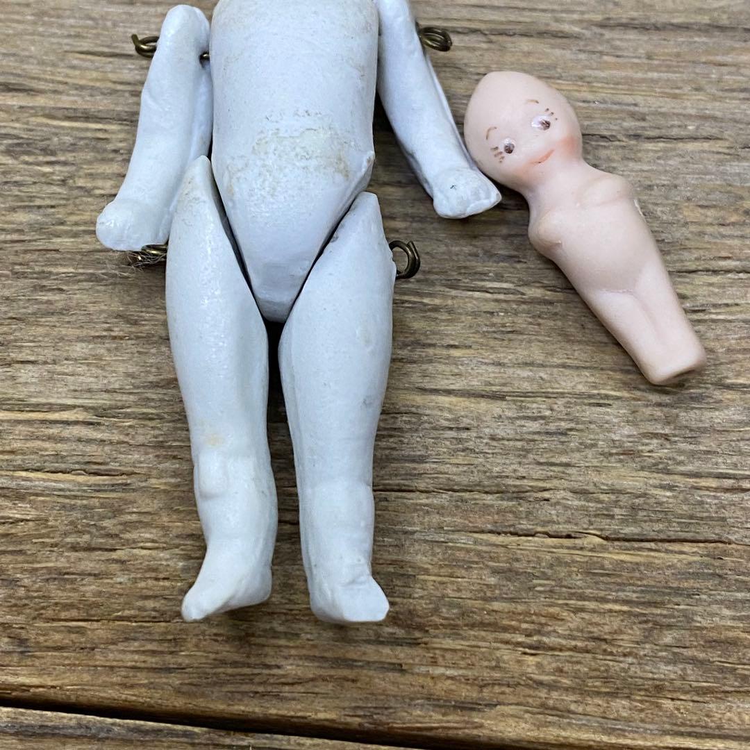 ドイツアンティーク チャイナヘッドドール 15cm ブロンド ビスクドールセット