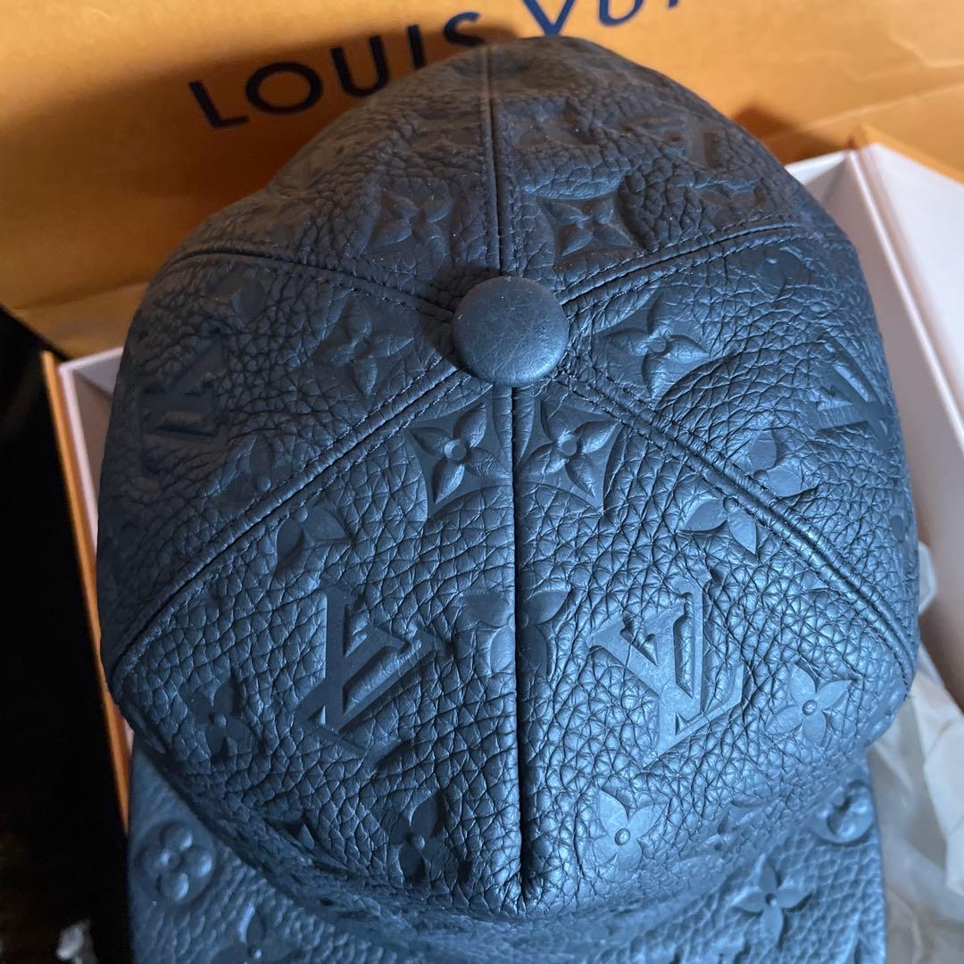 ルイヴィトン　レザーキャップ　メンズ　ブラック
