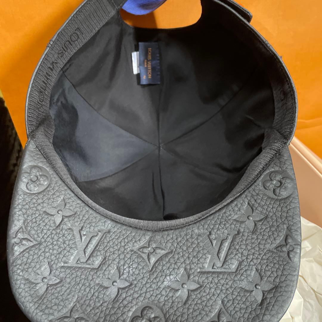 ルイヴィトン　レザーキャップ　メンズ　ブラック