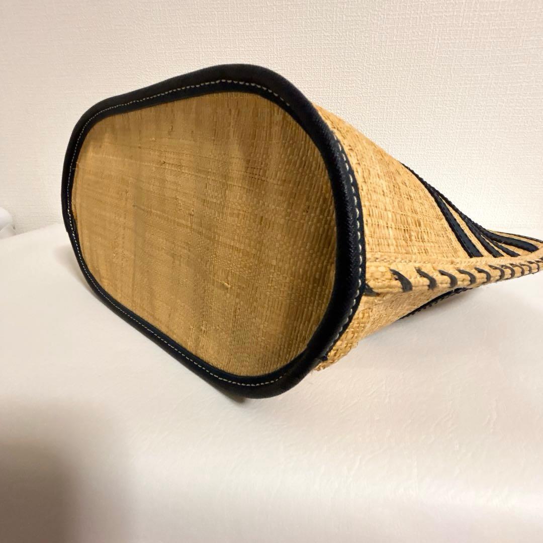 Tory Burch ストライプ かごバッグ　ネイビー