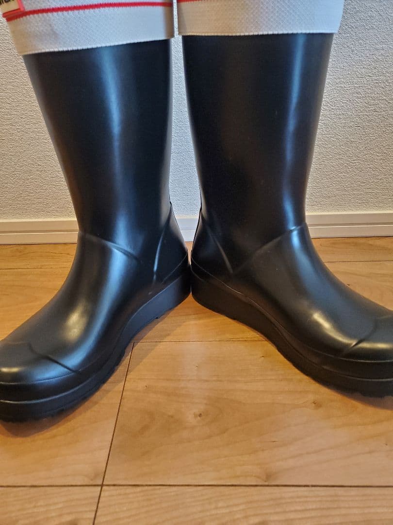 HUNTER ブラックラバーブーツ インナーソックス付き