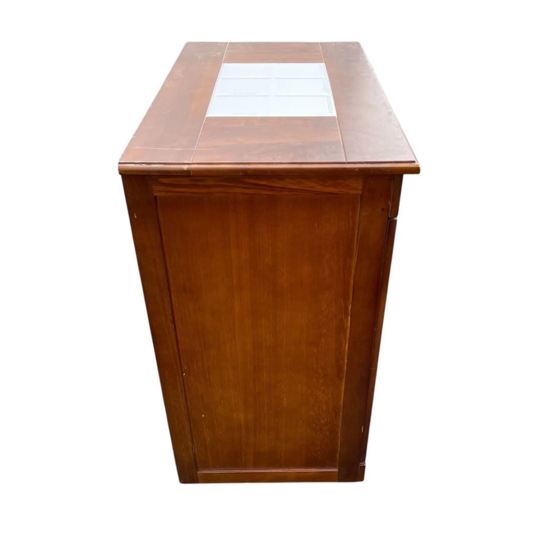 カントリー　キッチンカウンター ダストボックス 木製 キャスター付き　ゴミ箱付き