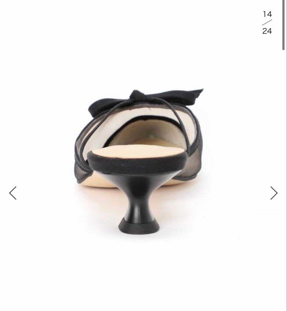 美品★LE TALON 3.5cm シアーリボンミュール Lサイズ