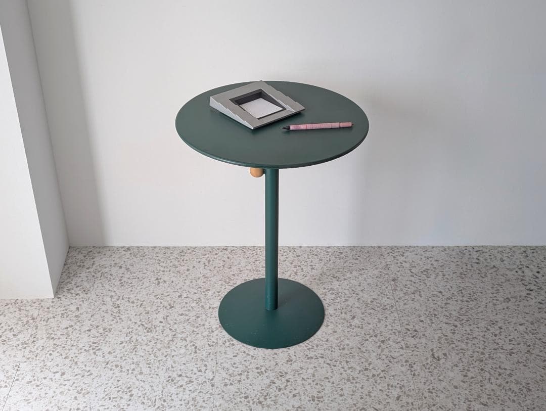 ビンテージ イノベーター メタル サイドテーブル ラウンド 一本脚 高さ調節可