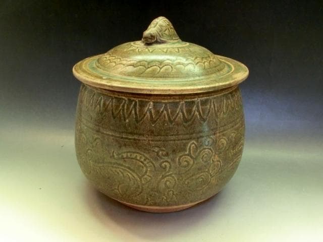 蓋物■唐物亀乗り珍獣唐草鉄釉蓋鉢 菓子器 古玩 中国 古美術 時代物 骨董品■