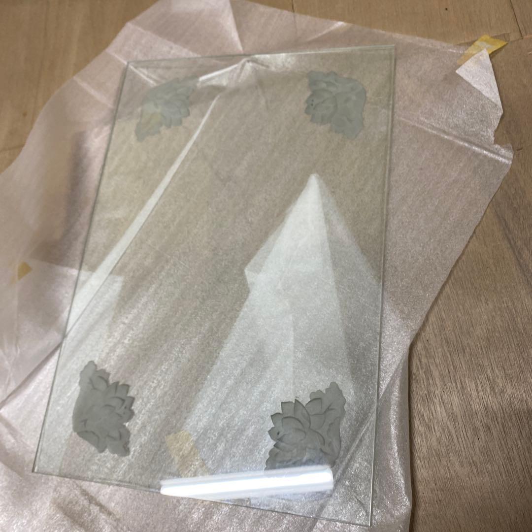 レア品 アジアンテイスト 家具 経机 ガラス ハスの花　彫刻 引出付 TB21