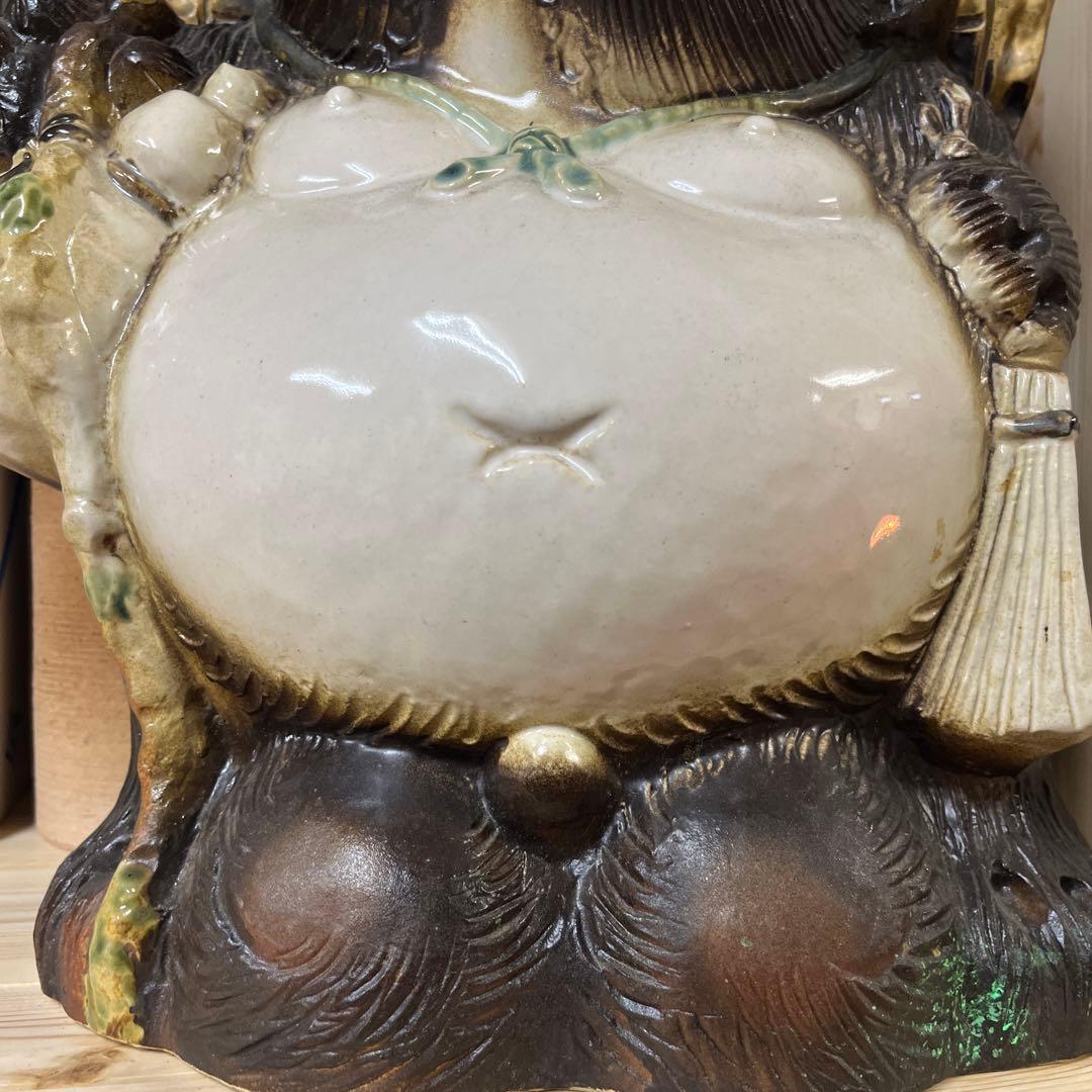 ★陶器製 たぬき 狸 ひねり狸 置物 縁起物 風水★11号