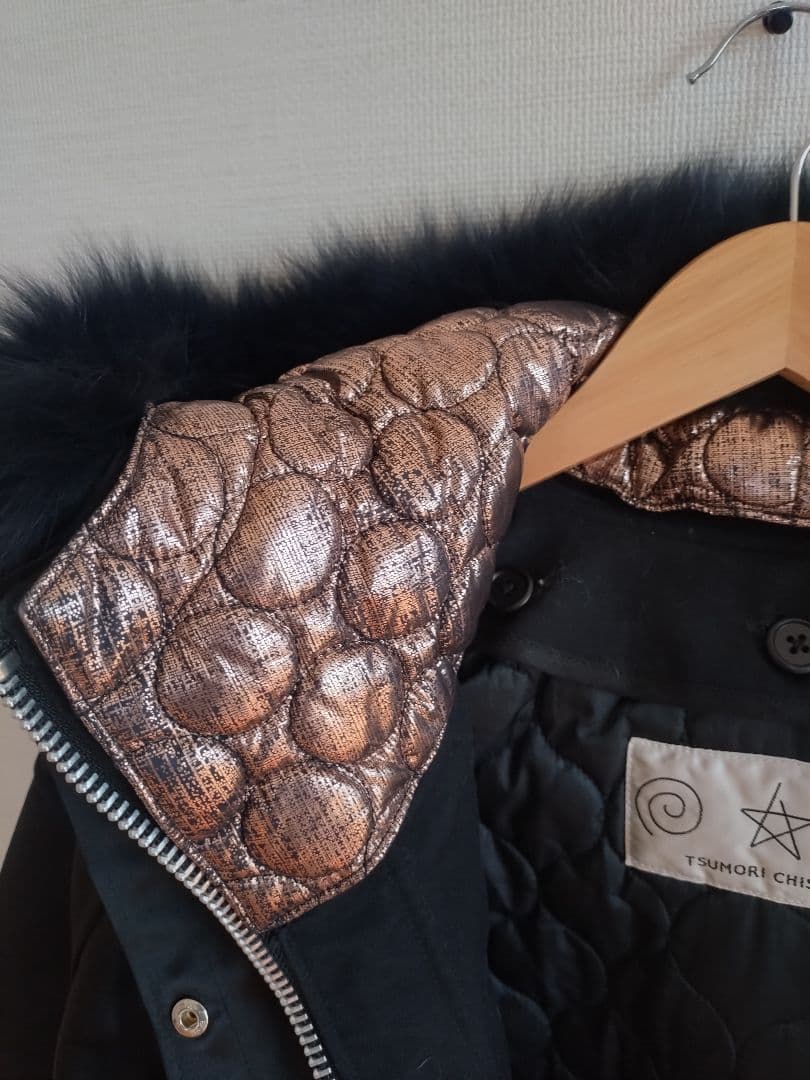 ツモリチサト アマモールモッズコート フォックスファー ライナー ブラック