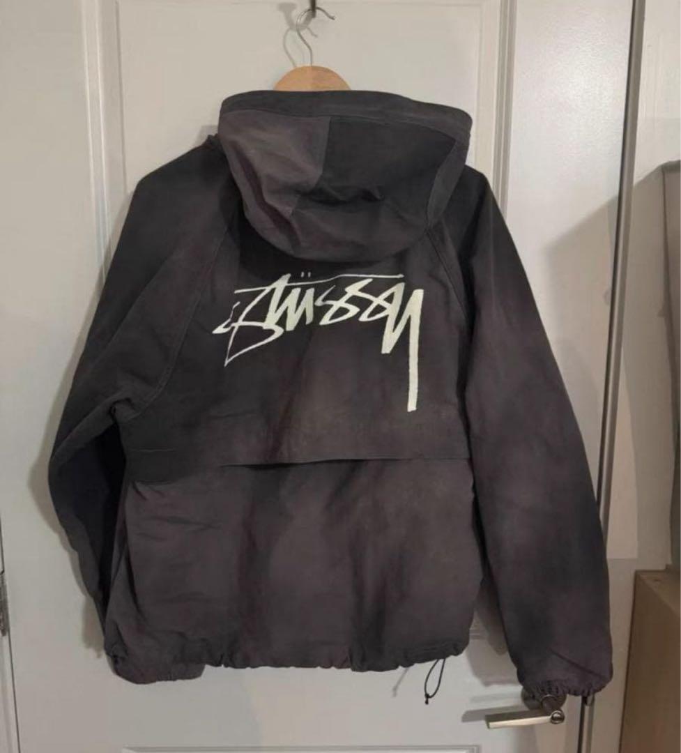 美品Stussy グレー ナイロンジャケット フード付き L