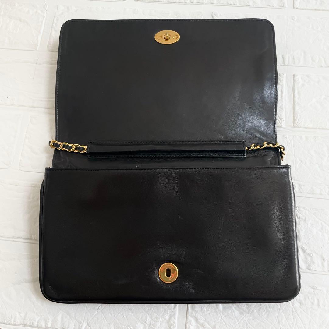 希少❗️美品　ヴィンテージ　バリー チェーンショルダーバッグ ブラック ラムスキン