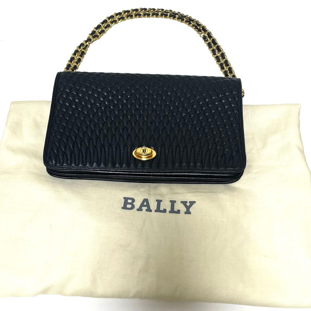 希少❗️美品　ヴィンテージ　バリー チェーンショルダーバッグ ブラック ラムスキン
