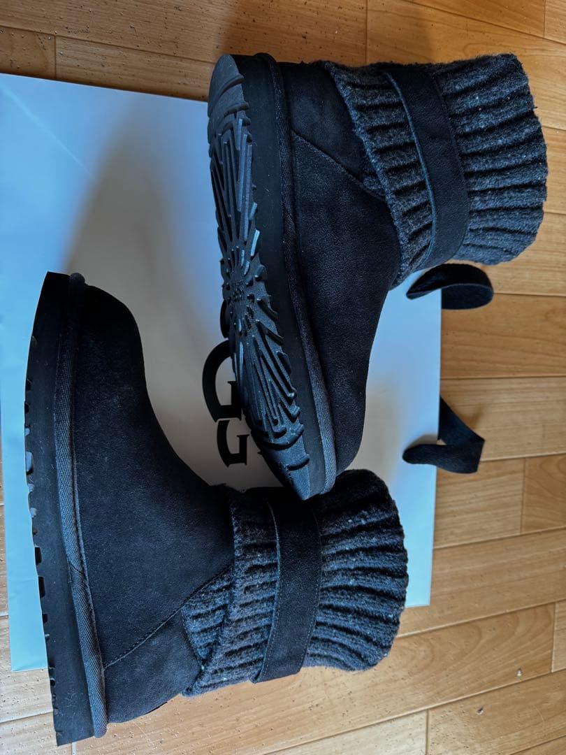 KantaUGG サイズ8黒 スエード ムートンブーツ24.5センチ前後