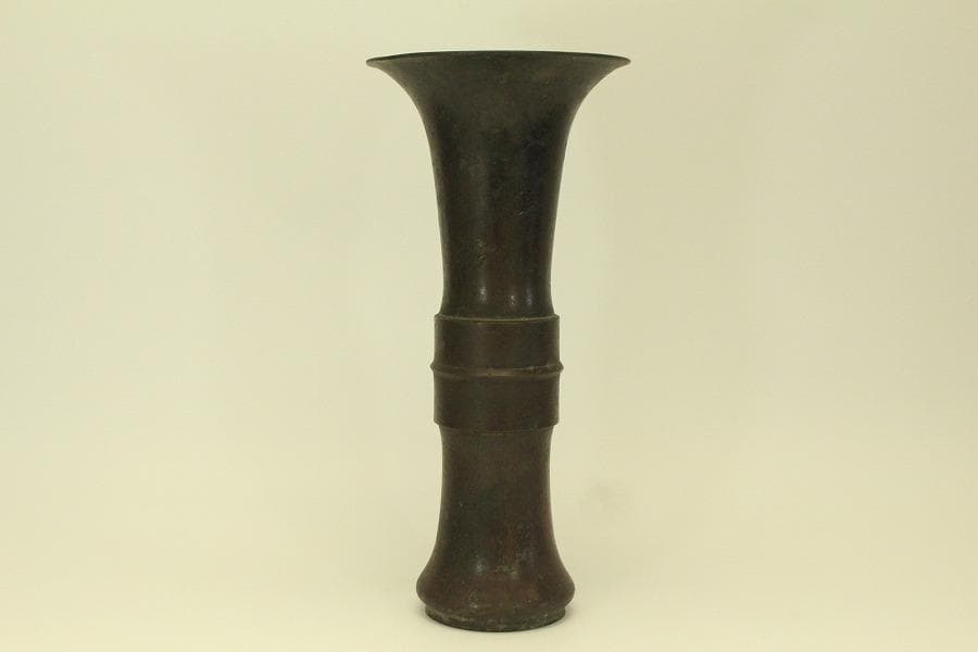 古銅 尊式 花器 高37.3cm 時代物 古美術 京都古寺蔵品(BB508)