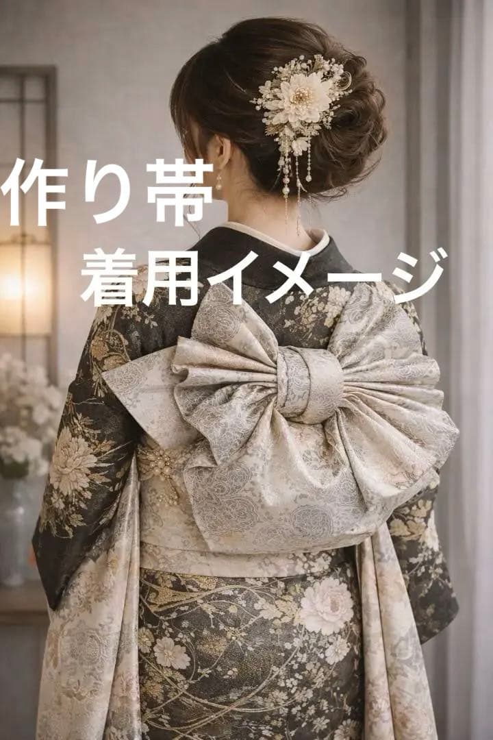 3日間期間限定特別価格！！早い者勝ちです！二部式　作り帯　 高級プラチナ箔二重織