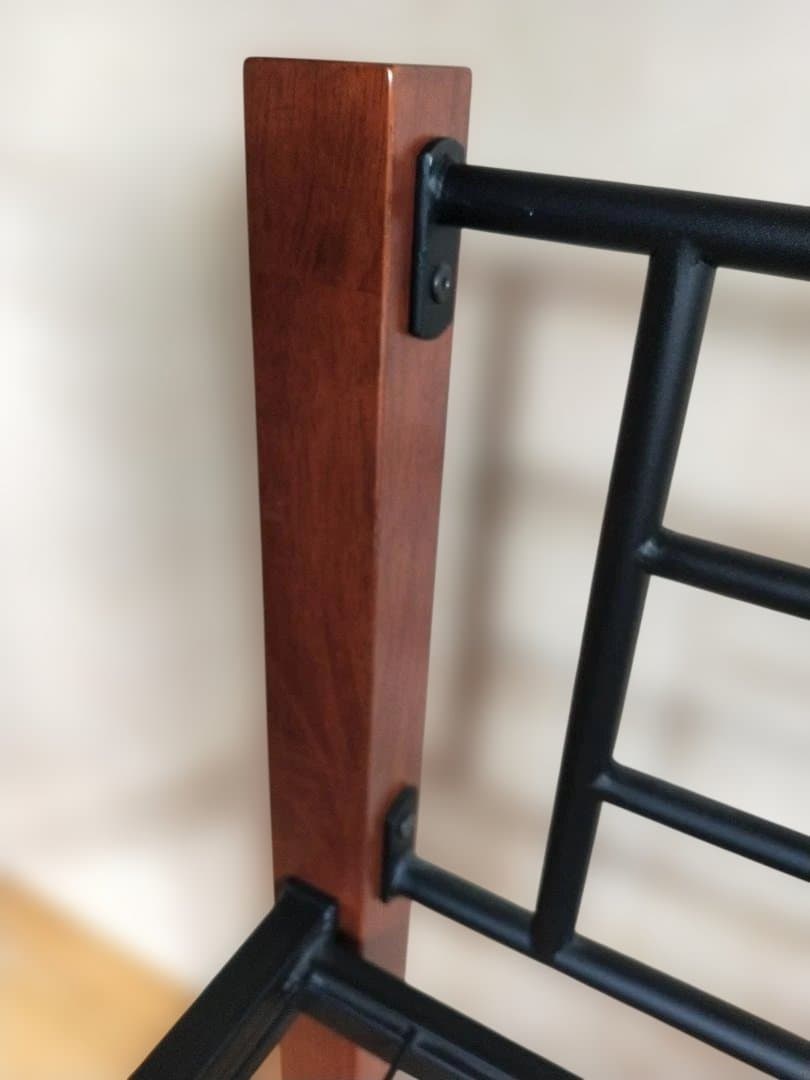 天然木脚ジョイントベッド ミドル ブラック×ブラウン 組み立て式　収納可能