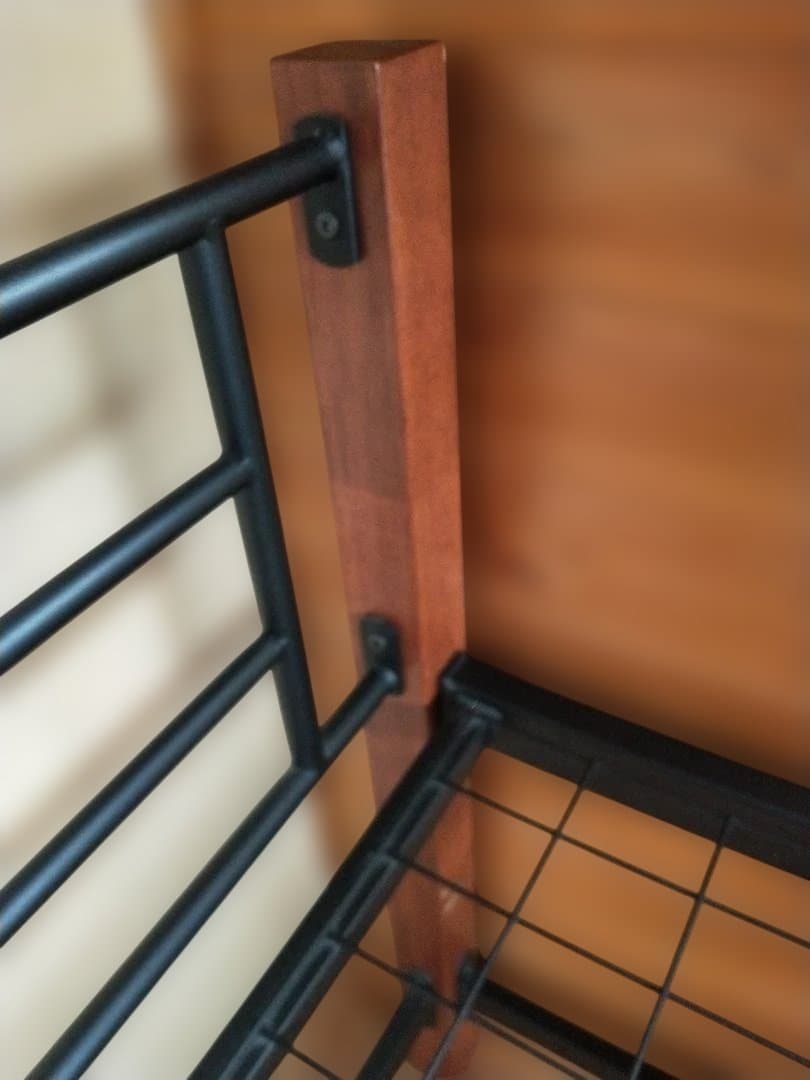 天然木脚ジョイントベッド ミドル ブラック×ブラウン 組み立て式　収納可能