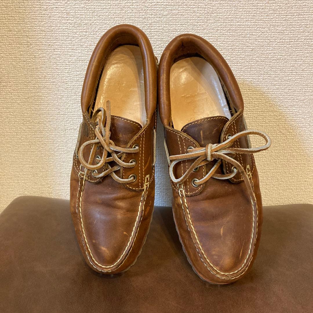 ティンバーランド ブラウンレザー デッキシューズ ローファータイプ