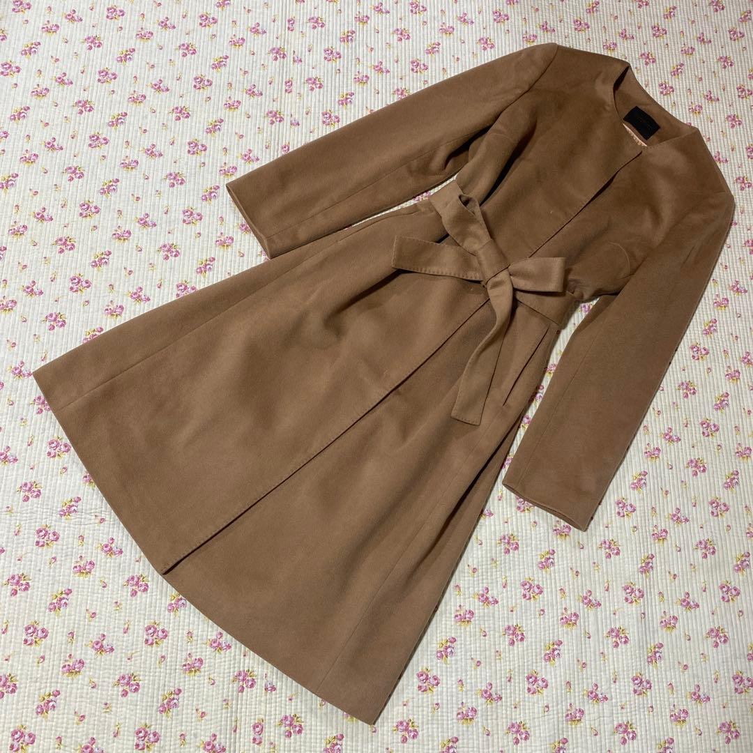 トゥモローランド 36 ノーカラー ロングコート カシミヤ100% DMW