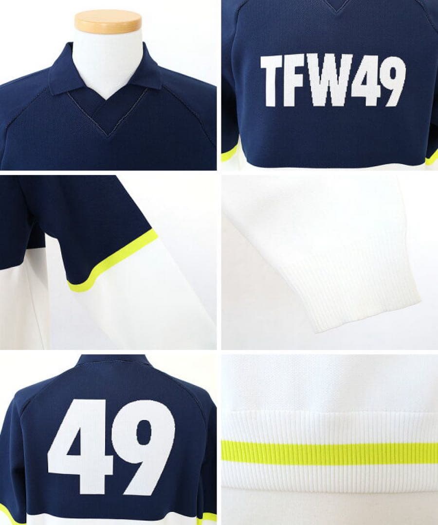 【美品】TFW49 襟付きニット　ホワイト　ネイビー