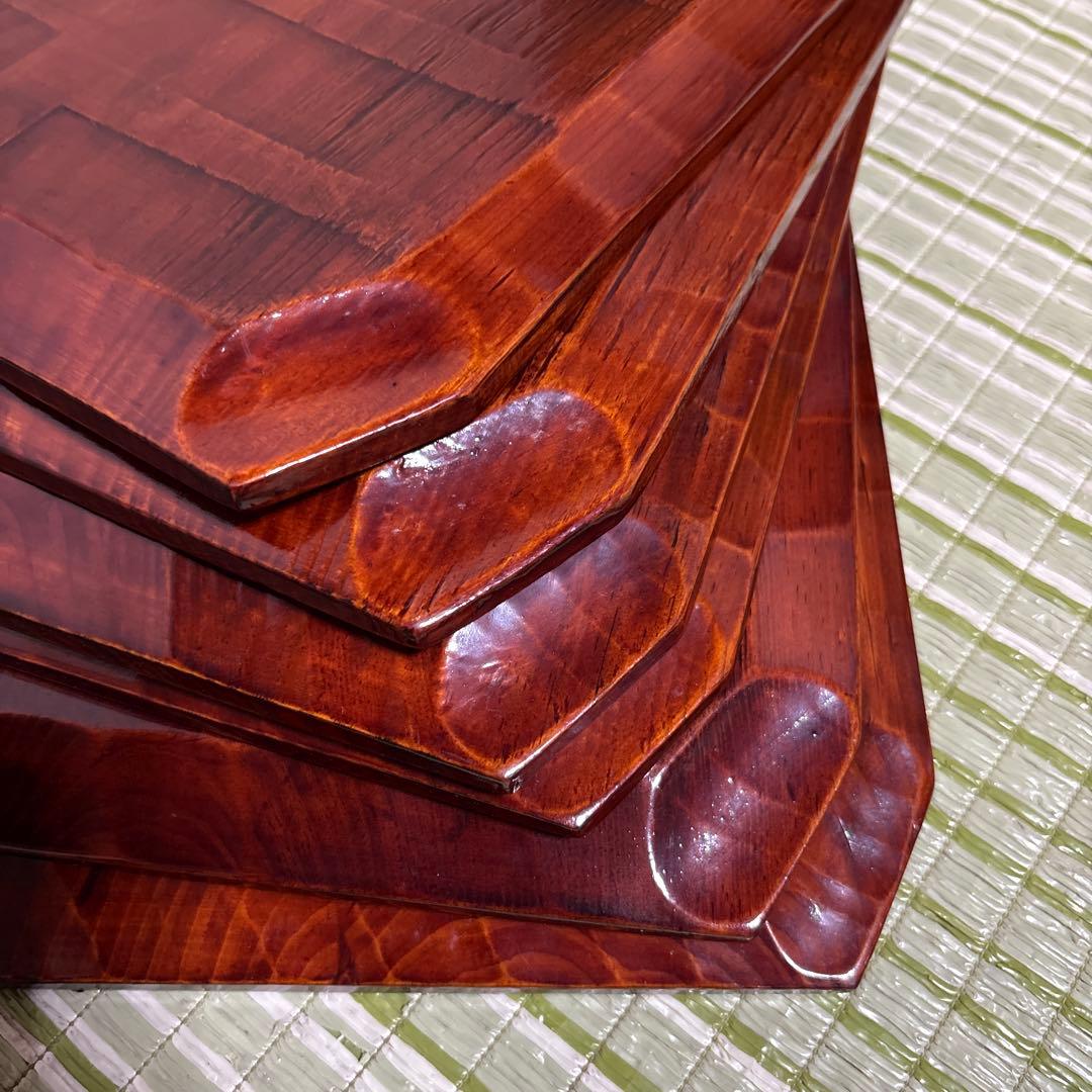 折式　讃岐彫刻　お盆　お膳　菓子盆　工芸品　骨董品　角折　角盆　皿